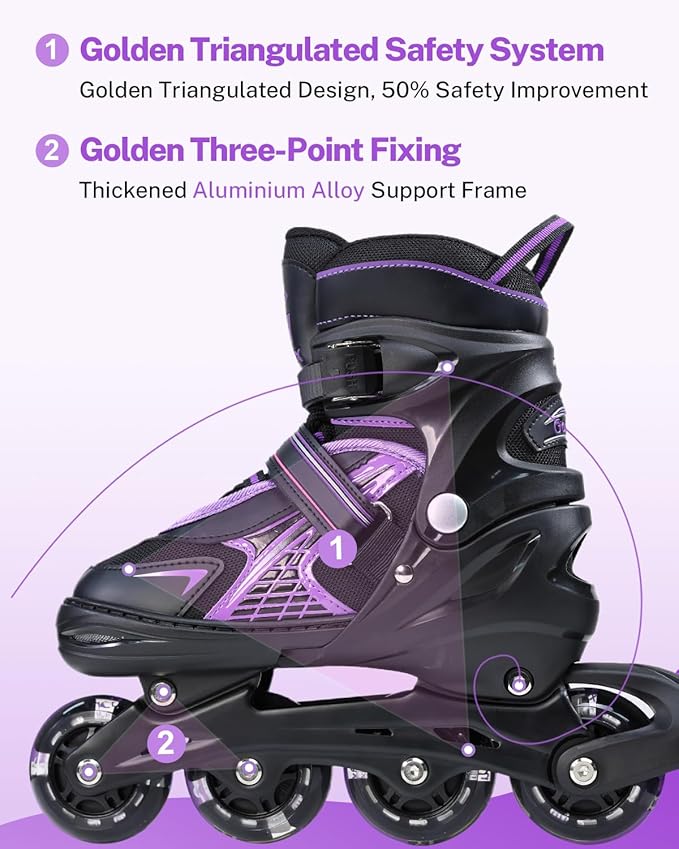 Gonex Inline Skates for Girls Boys Kids, Adjustable Skates Outdoor Blades Inline Roller Skates for Children Teens Women with Light Up Wheels for Indoor Outdoor Backyard Skating