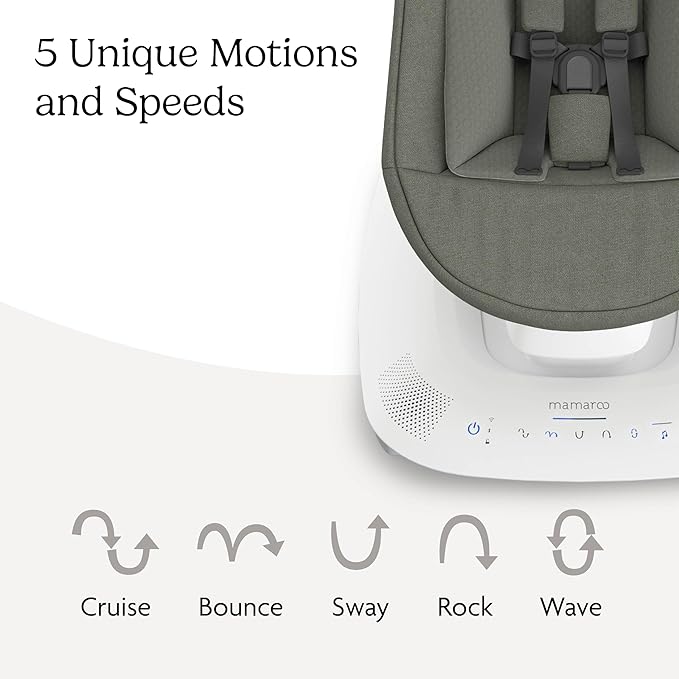 UPPAbaby Mamaroo Smart Swing – Customizable Soothing Modes with MotionSync Technology – Infant Recline + Bluetooth Enabled – Included Newborn Insert – Camila (Dark Green Mélange)