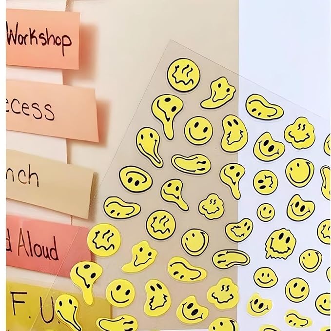 Dedyel Smile Nail Art Stickers 5D Embossed Cute Smile Face Kawaii Self-Adhesive Nail Stickers for Women Girls Kids Nail Art Decoration