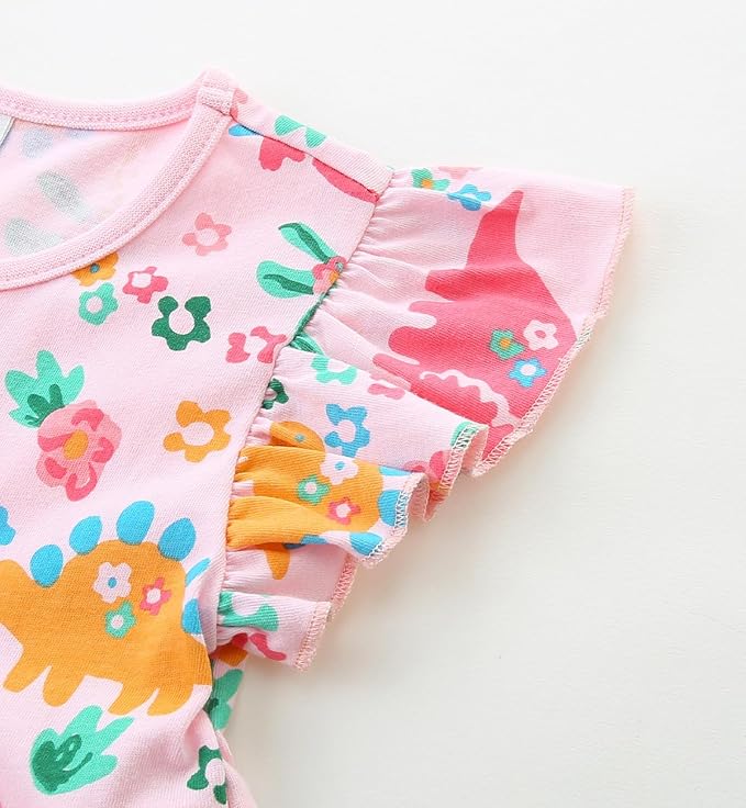 Bumeex Girl's Dresses Cotton Ruffle Sleeve Tiered Swing A-Line Cute Midi Casual Sundress