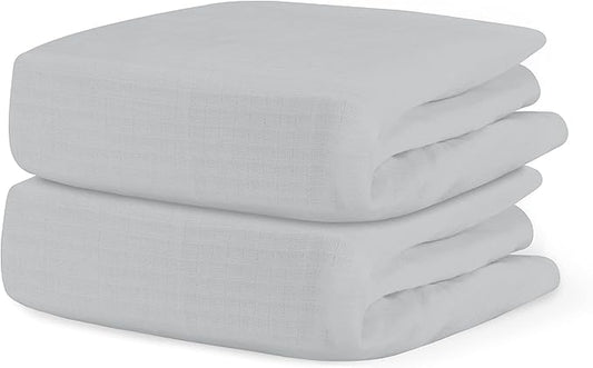 Newton Baby Fitted Dual Layer Crib Sheet (2-Pack) - Ultra Breathable and Soft, Organic Gauze, Fits All Standard Cribs, Twilight Grey