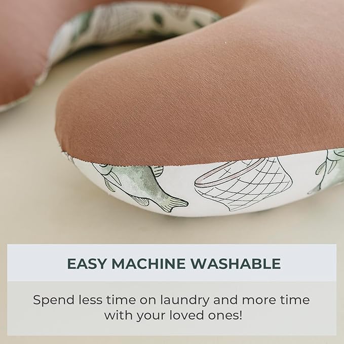 Pobibaby 1-Pack Premium Nursing Pillow Cover - Ultra Soft & Stretchy 96% Cotton, Breastfeeding Pillow Cover for Baby Boys and Girls (Gone Fishing)