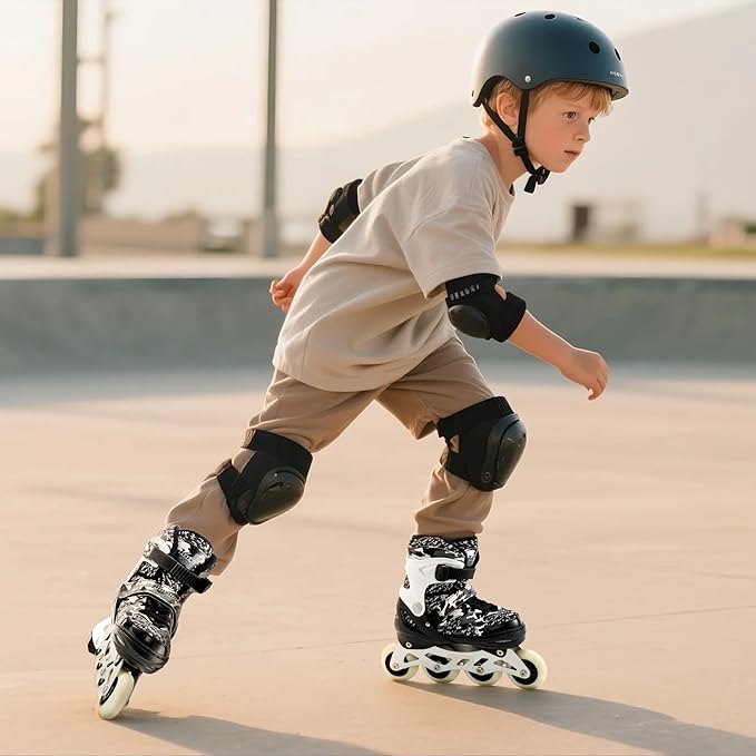 Kuxuan Boys Adjustable Inline Skates with Light up Wheels, Fun Illuminating Skates for Kids Girls Youth