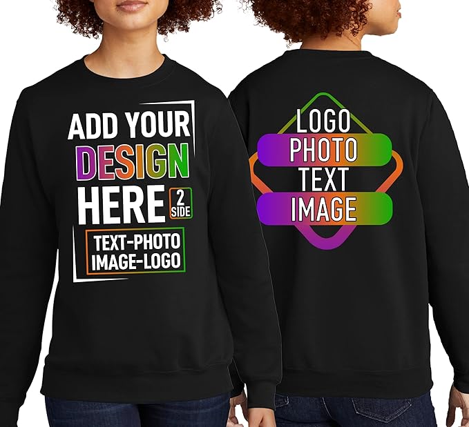 TEEAMORE Custom Front & Back Print T-Shirt Hoodie Sweatshirt Long Sleeve Tank Top with Your Image for Men Women Kids Baby