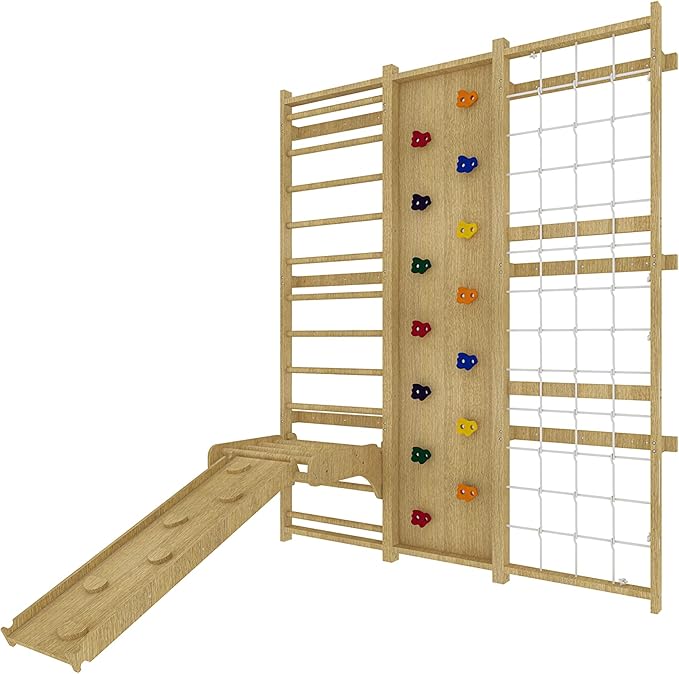 Avenlur Walnut 9-in-1 Swedish Ladder Wall Gym Set