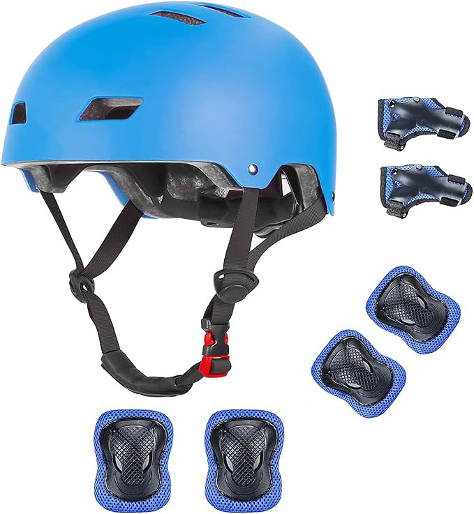Kids Bike Helmet for 3-5-8-14+ Age Girls and Boys, Kids Helmet with Knee Pads Elbow Pads Wrist Guards,Ventilation Multi-Sport Scooter Roller Skate Rollerblading Skateboarding Climbing Cycling
