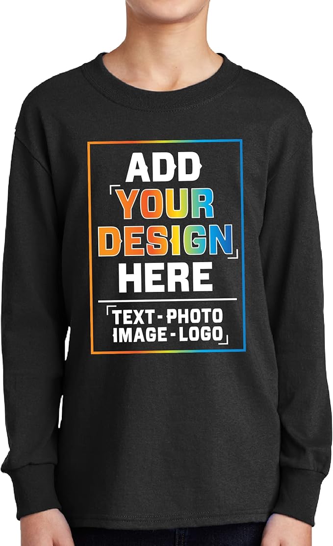 TEEAMORE Custom Front & Back Print T-Shirt Hoodie Sweatshirt Long Sleeve Tank Top with Your Image for Men Women Kids Baby