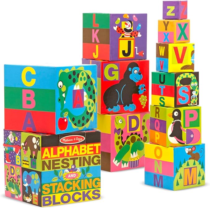 Melissa & Doug Deluxe 10-Piece Alphabet Nesting and Stacking Blocks - FSC Certified