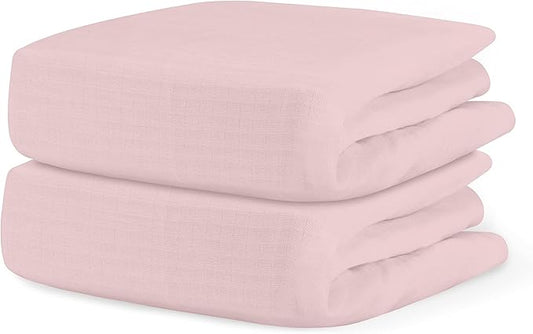 Newton Baby Fitted Dual Layer Crib Sheet (2-Pack) - Ultra Breathable and Soft, Organic Gauze, Fits All Standard Cribs, Pink