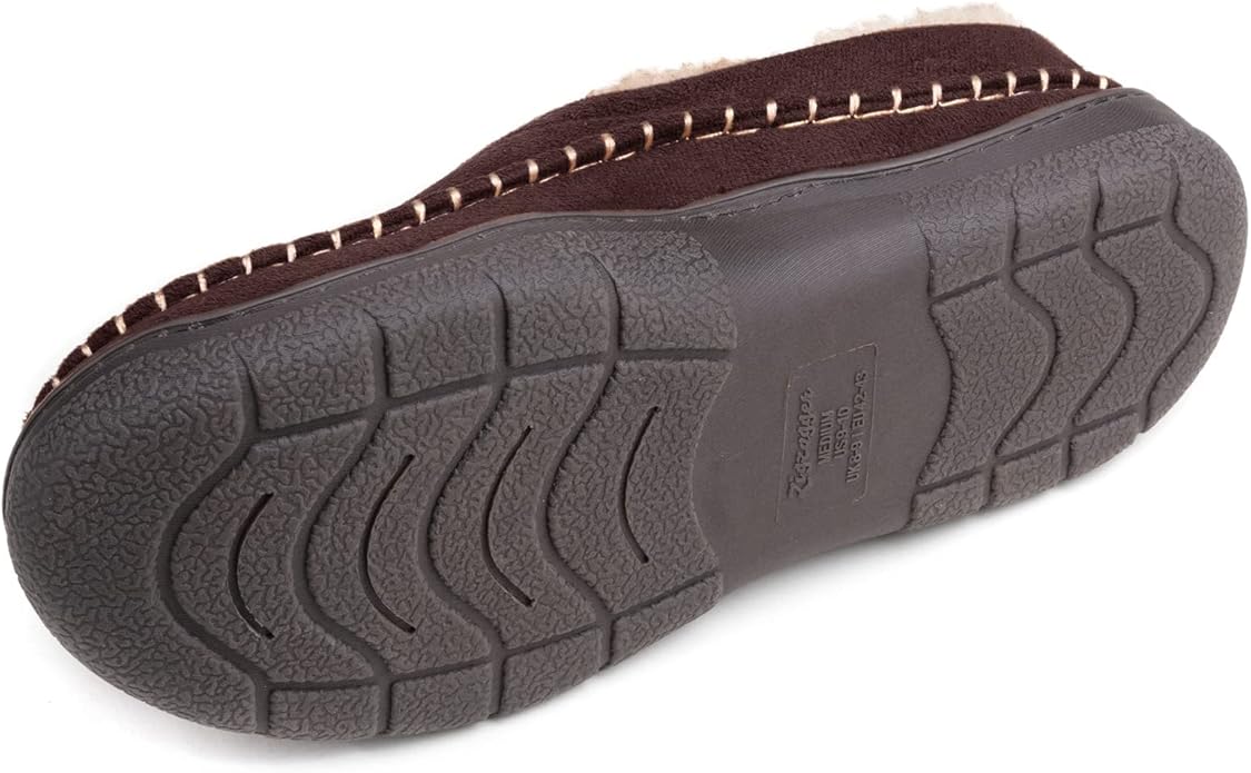 Zigzagger Men's Slip On Moccasin Slippers, Indoor/Outdoor Warm Fuzzy Comfy House Shoes, Fluffy Wide Loafer Slippers