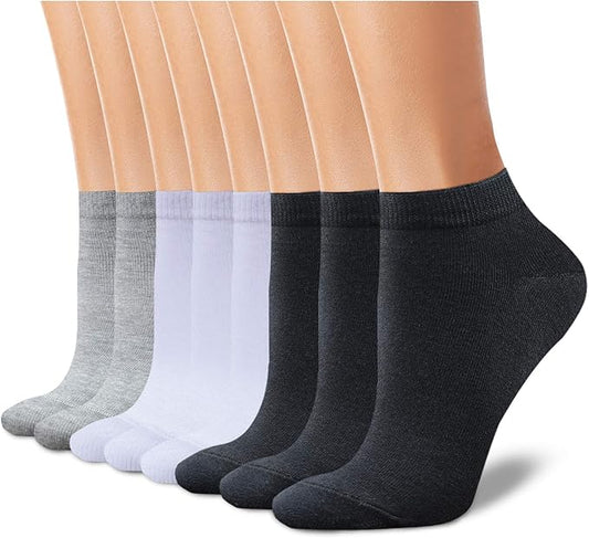 CHARKING 8 Pairs Ankle Socks for Women - Non Slip Cotton No Show Low Cut Casual Socks