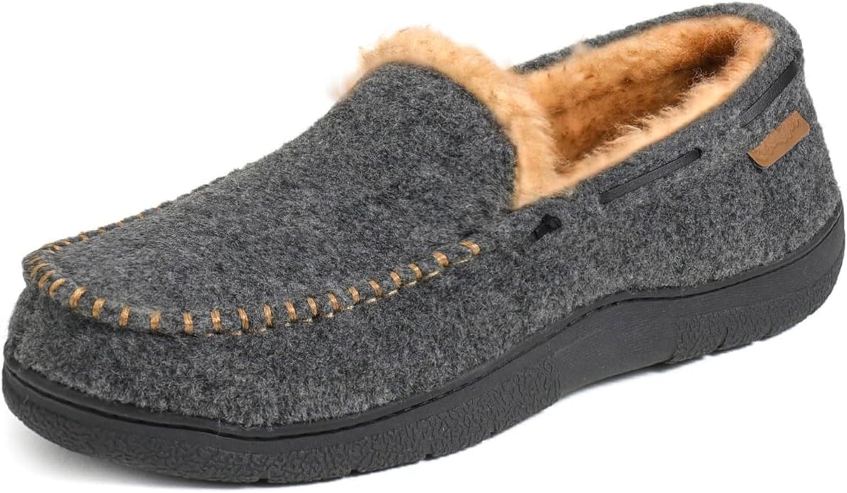 Zigzagger Men's Moccasin Slippers Memory Foam House Shoes, Indoor and Outdoor Warm Loafer Slippers