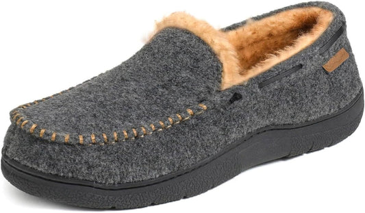Zigzagger Men's Moccasin Slippers Memory Foam House Shoes, Indoor and Outdoor Warm Loafer Slippers