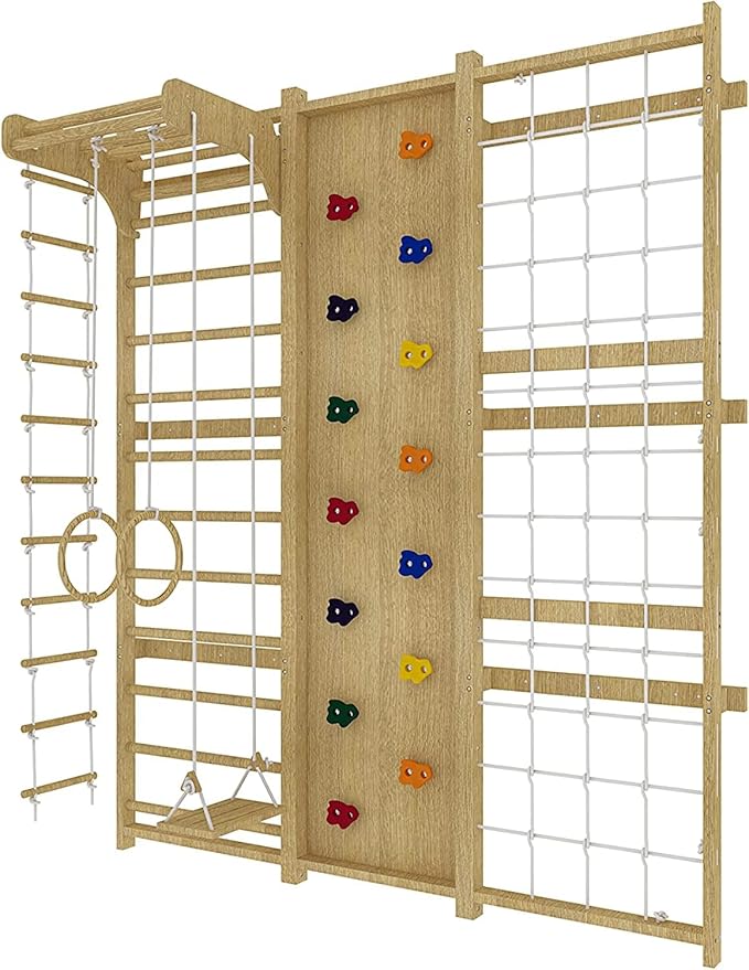 Avenlur Walnut 9-in-1 Swedish Ladder Wall Gym Set