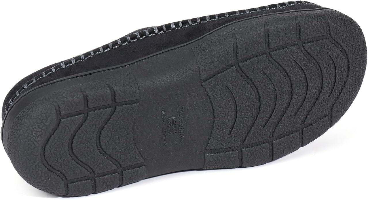 Zigzagger Men's Slip On Moccasin Slippers, Indoor/Outdoor Warm Fuzzy Comfy House Shoes, Fluffy Wide Loafer Slippers