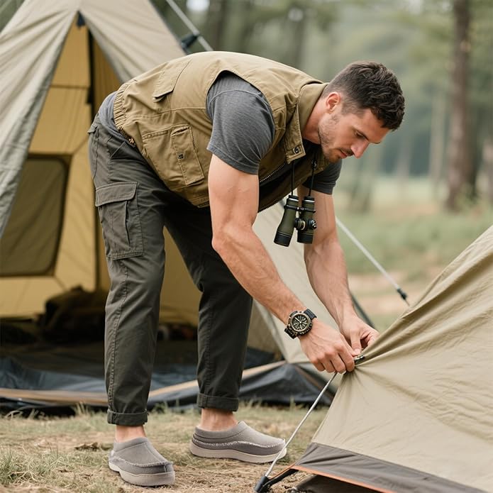 Zigzagger Men's Slip On Moccasin Slippers, Indoor/Outdoor Warm Fuzzy Comfy House Shoes, Fluffy Wide Loafer Slippers