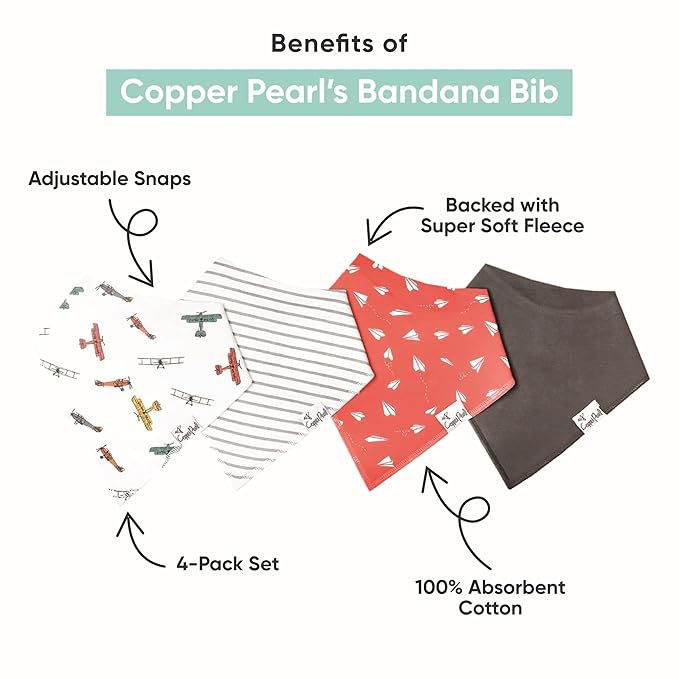 Copper Pearl Baby Bandana Drool Bibs for Drooling and Teething 4 Pack Gift Set “Maui