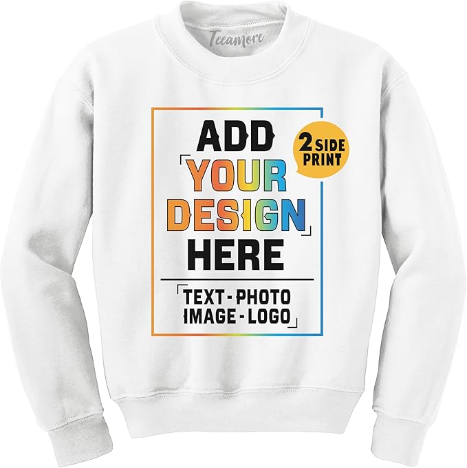 TEEAMORE Custom Front & Back Print T-Shirt Hoodie Sweatshirt Long Sleeve Tank Top with Your Image for Men Women Kids Baby