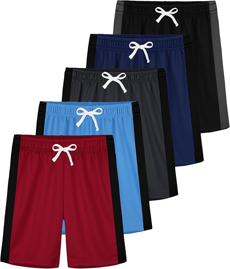 5 Pack Boys Shorts Boys Athletic Basketball Mesh Kids Soccer Gym Shorts Clothes Quick Dry Active Sports Shorts