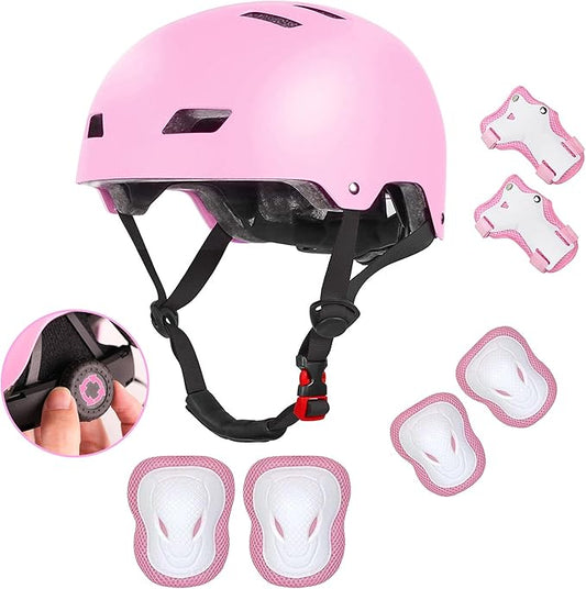 Kids Bike Helmet for 3-5-8-14+ Age Girls and Boys, Kids Helmet with Knee Pads Elbow Pads Wrist Guards,Ventilation Multi-Sport Scooter Roller Skate Rollerblading Skateboarding Climbing Cycling