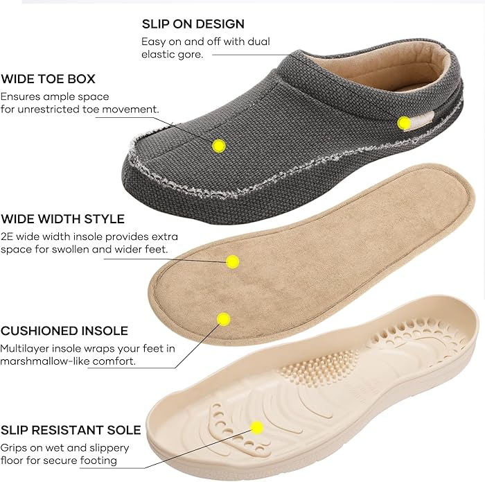 Zigzagger Men's Slip On Moccasin Slippers, Indoor/Outdoor Warm Fuzzy Comfy House Shoes, Fluffy Wide Loafer Slippers