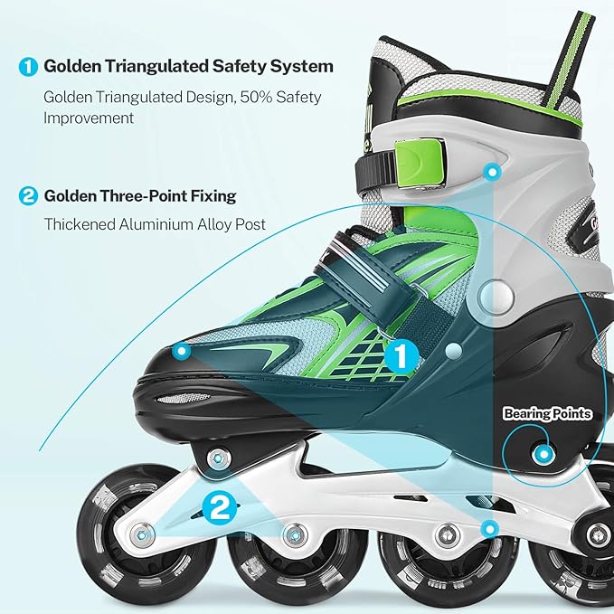 Gonex Inline Skates for Girls Boys Kids, Adjustable Skates Outdoor Blades Inline Roller Skates for Children Teens Women with Light Up Wheels for Indoor Outdoor Backyard Skating