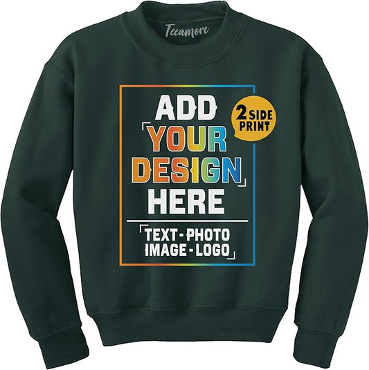 TEEAMORE Custom Front & Back Print T-Shirt Hoodie Sweatshirt Long Sleeve Tank Top with Your Image for Men Women Kids Baby