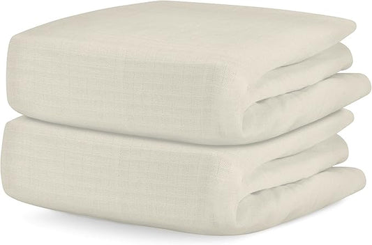 Newton Baby Fitted Dual Layer Crib Sheet (2-Pack) - Ultra Breathable and Soft, Organic Gauze, Fits All Standard Cribs, Oatmeal