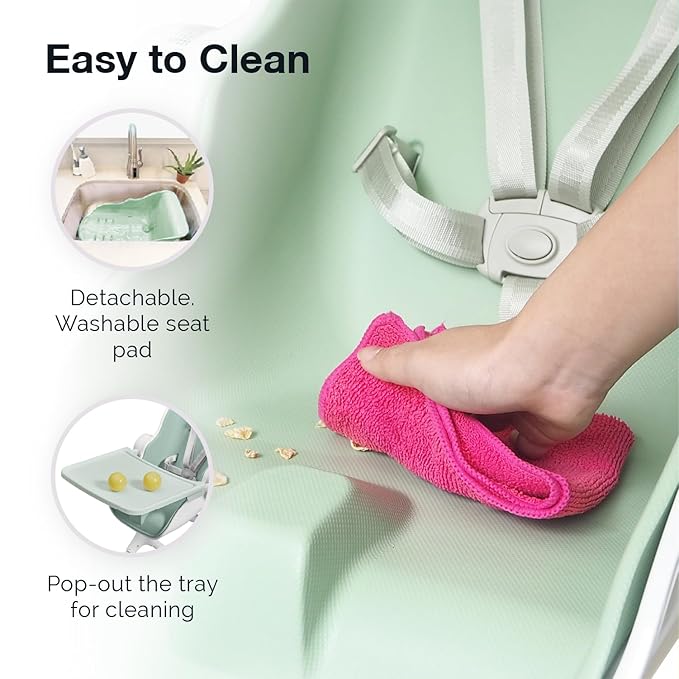 ORIBEL Cocoon Z High Chair & Baby Lounger | Perfect High Chair for Toddlers/Newborns | Glides Easily on All Surfaces | Secure Locks | Convertible Chair for Napping & Feeding (Avocado Green)