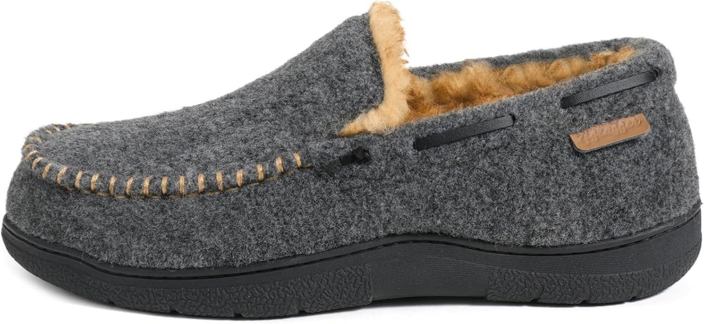 Zigzagger Men's Moccasin Slippers Memory Foam House Shoes, Indoor and Outdoor Warm Loafer Slippers