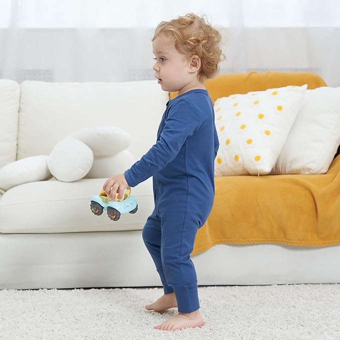 JunNeng 2 Pack Footless Long/Short Sleeve Baby Romper with Zipper Cotton Infant Sleepwear