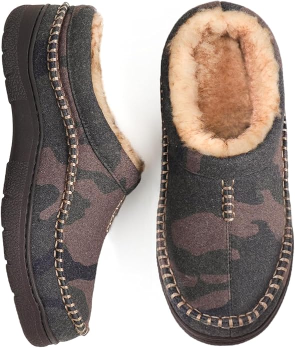 Zigzagger Men's Slip On Moccasin Slippers, Indoor/Outdoor Warm Fuzzy Comfy House Shoes, Fluffy Wide Loafer Slippers