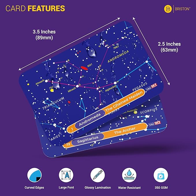 Briston 88 Constellation Astronomy Flash Cards: STEM Comprehensive Study - Celestial & Star Diagrams - Universe Exploration for Students, Teachers, Hobbyists, Grade School & Homeschool Learning