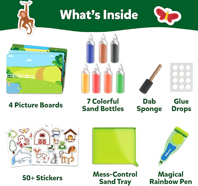 Skillmatics Sand Art Activity - Mess-Controlled DIY Animal Craft Kit with 50+ Colorful Stickers, Creative Arts & Crafts for Kids, Fun Hands-On Activity, Gifts for Ages 4, 5, 6, 7, 8, 9, 10