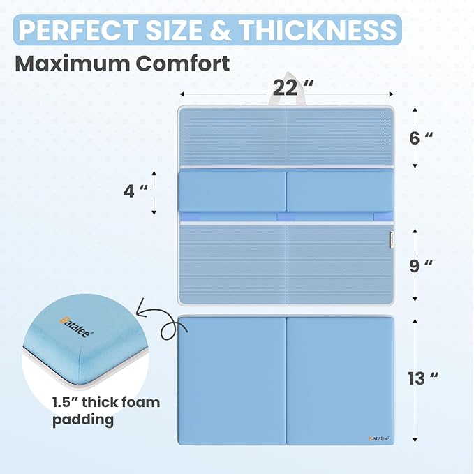 Bath Kneeler and Elbow Rest Pad Set, Premium Gift for Expecting Moms, Non-Slip Thick Kneeling Pad, Knee Saver with Toy Organizer (Large, Blue)