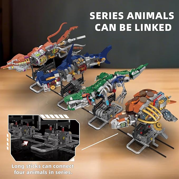 Mechanical Turtle Building Set with Lights, Rotatable Link Components & Display Stand, STEM Building Set for Boys and Girls 8-14, Home Office Decor for Adults, Mechanical Enthusiasts（659PCS）