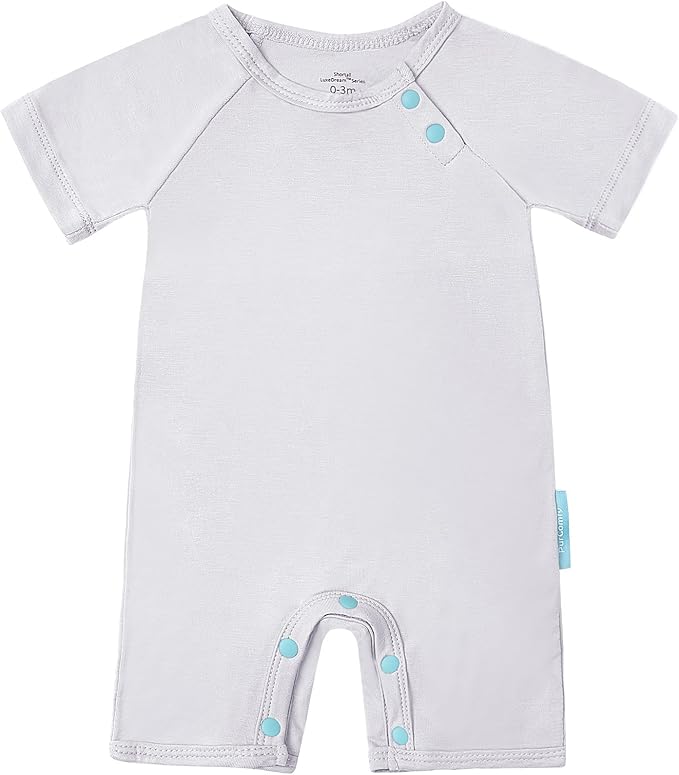 SuperSoft Short Sleeve Baby Romper, Unisex Bamboo Viscose One-piece Summer Pajamas, Boy Girl Footless Jumpsuit Snap Closure