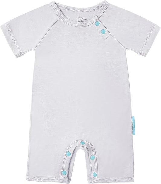 SuperSoft Short Sleeve Baby Romper, Unisex Bamboo Viscose One-piece Summer Pajamas, Boy Girl Footless Jumpsuit Snap Closure