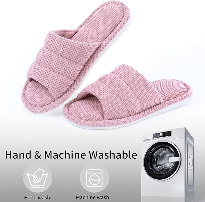 shevalues Summer House Slippers for Women Men Breathable Waffle Indoor Slippers Slip-on Open Toe Home Shoes