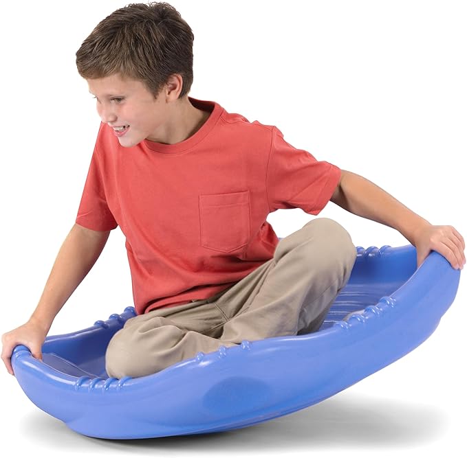 Simplay3 Rock and Spin Sensory XL Wobble Disk Climbing Dome for Toddlers and Kids Rocking and Climbing, Indoor/Outdoor Periwinkle Blue, 1 Pack, Ages 2-12 Years