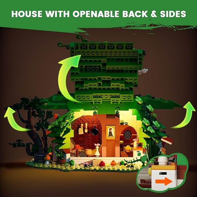 Dwarf Cabin Building Set with LED Light - Building Blocks for Adults, Collectible Display Piece for Home & Office Decor, DIY Fantasy House Model Kit for Teens