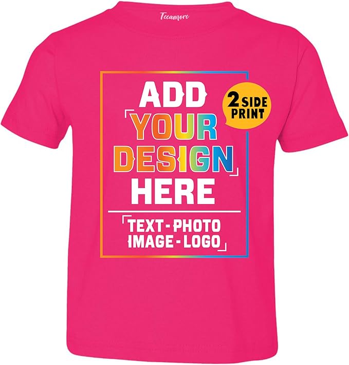 TEEAMORE Custom Front & Back Print T-Shirt Hoodie Sweatshirt Long Sleeve Tank Top with Your Image for Men Women Kids Baby