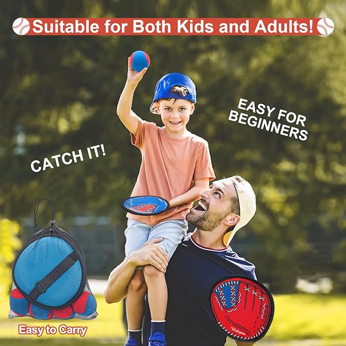 Toss and Catch Ball Game, Kids Toddler Baseball Glove & Catch Ball Toys, Kids Outdoor Games for Family, Toys for Beach Pool Yard Outside, Birthday Gift for Ages 3 4 5 6 7 8-12 Year Old Boys Girls