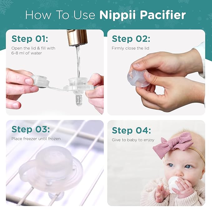 Freezable Pacifier for Baby Teething Relief - Safe Infant Teether with Cooling Effect - Easy to Clean, Medical Grade Soft Silicone - BPA Free - for Babies 0-9 Months - Made in USA