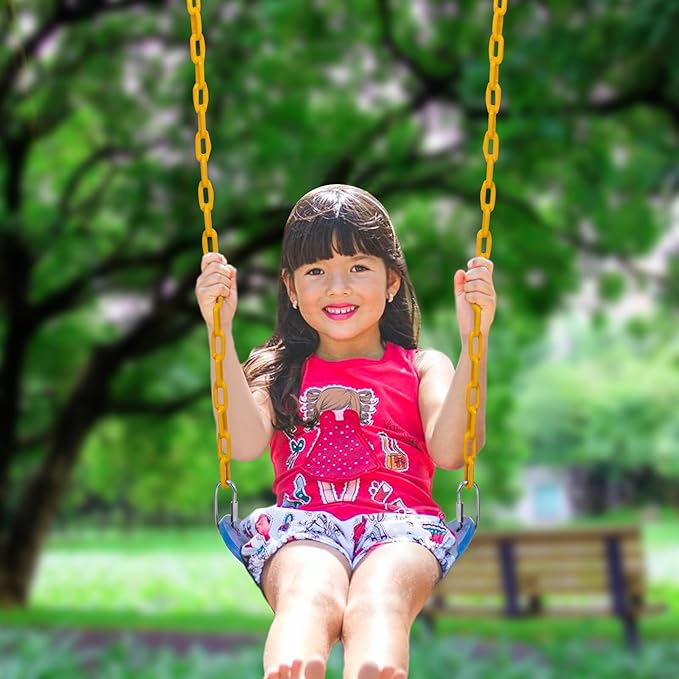 Sunnyglade 6 PCS Swings Seats Heavy Duty with 66" Chain, Playground Swing Set Accessories Replacement with Snap Hooks, Support 250lb (6, Blue)