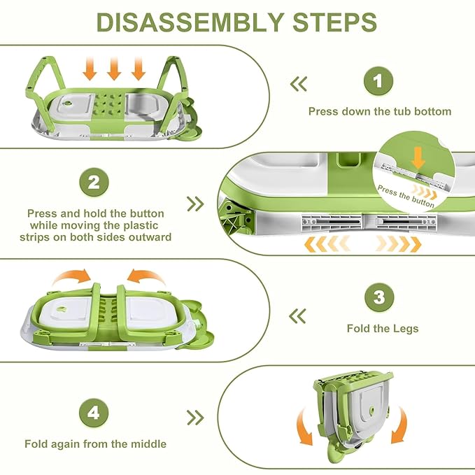 TPN Collapsible Baby Bathtub, Baby Bath Tub with Soft Cushion & Real-Time Thermometer, Baby Bathtub Infant to Toddler Tub (0-36 Months), Portable Travel Baby Tubs for Newborns (Green)