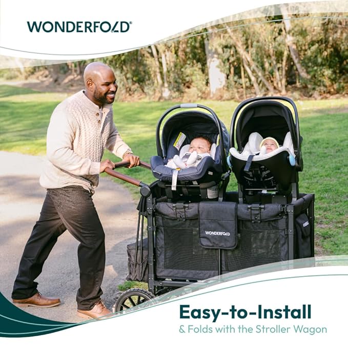 WONDERFOLD Stroller Wagon Car Seat Adapter - Secure Attachment for Infant Car Seat Makes Room for Baby and Another Child Opposite (Fits Only W2 Series)