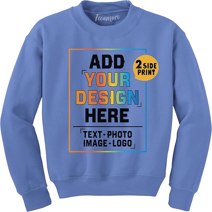 TEEAMORE Custom Front & Back Print T-Shirt Hoodie Sweatshirt Long Sleeve Tank Top with Your Image for Men Women Kids Baby