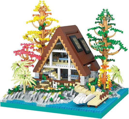 Architecture Mid-Lake Island Treehouse Building Block Toys, Lake Sea Isle Treehouse Architecture Building Blocks Set, Gifts for Children and Adults (2688 PCS)