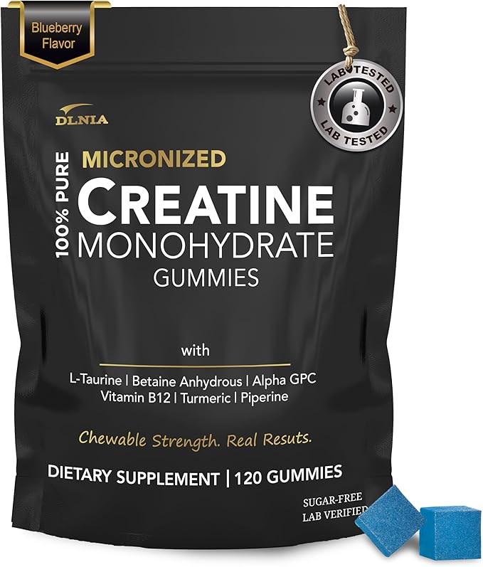 Creatine Monohydrate Gummies for Men & Women - Sugar Free & Vegan Advanced Formula W/L-Taurine + Vitamin B12 - for Muscle Strength, Muscles Builder, Recovery, Energy Boost, Pre-Workout Supplement